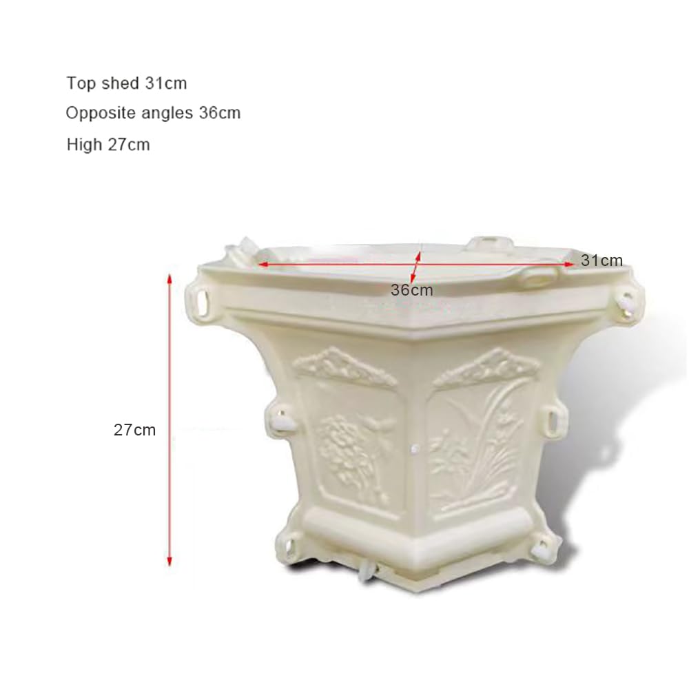 Reazone Molds 31cm/12.2in Hexagonal Flowerpot Mold Small Peony Orchid Cement cast-in-Place Thickened Bonsai Plastic Model Roman Column Abrasive
