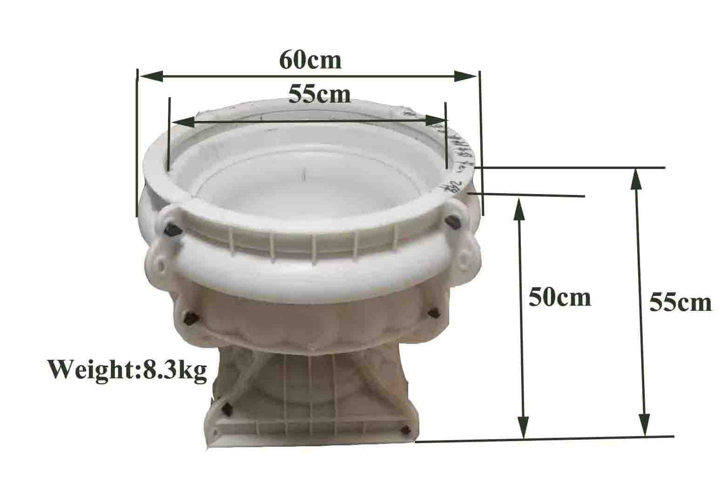 60cm 23.62in Reazone ABS Diameter Plastic Precast Concrete Flower Pot Planter Molds