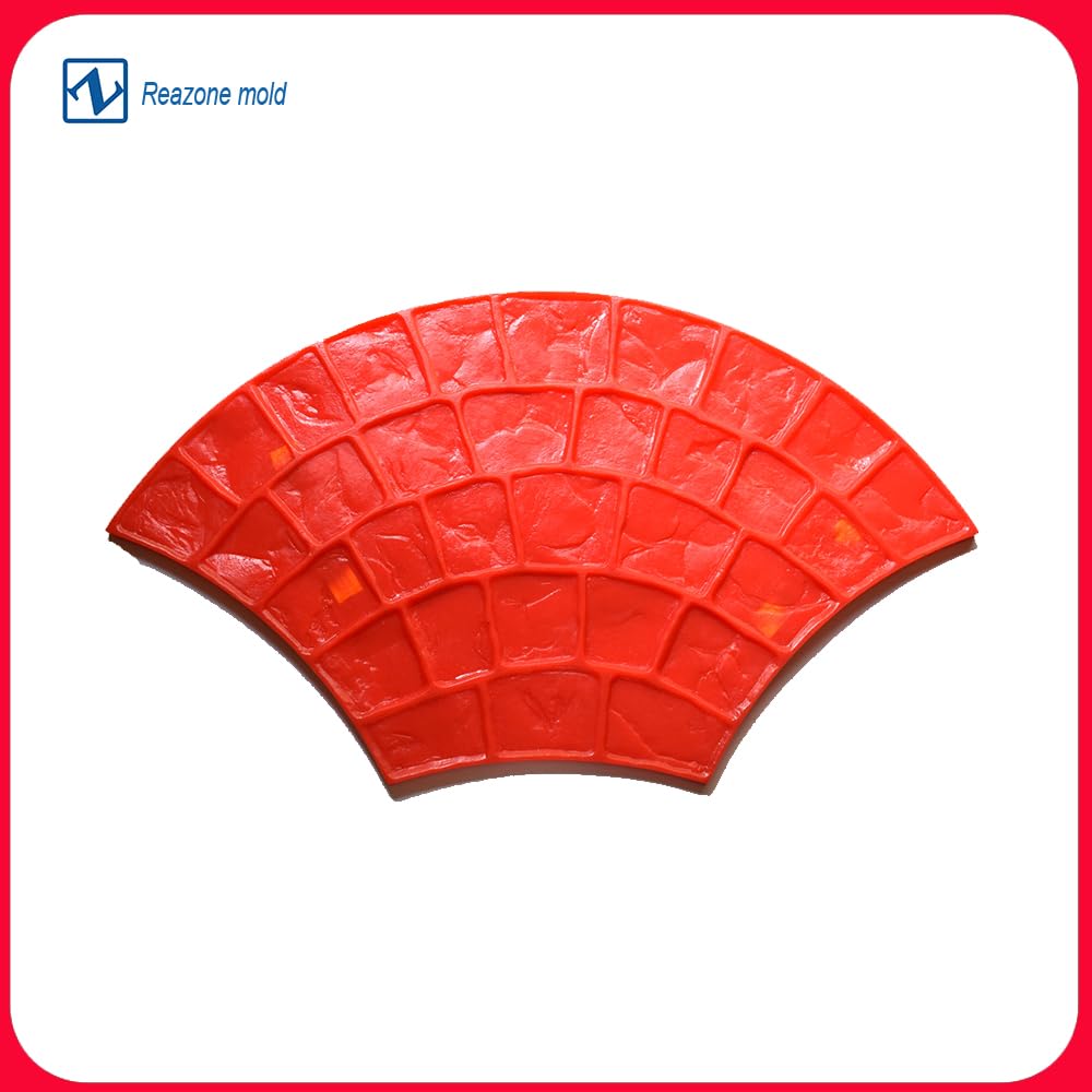 Embossed Floor Mold Color Concrete Pavement Cement Floor Park Square Floor Printing Press Mold Fan-Shaped Stone(2 Piece Set)