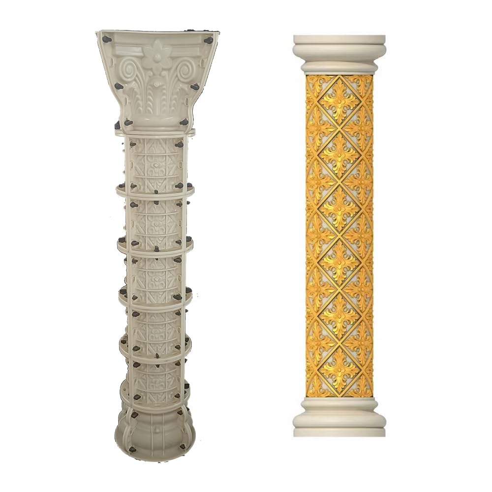 Reazone Molds 20 diameter Roman column rich flower carving pattern decoration European classical villa palace style decoration handmade DIY column ornaments decoration