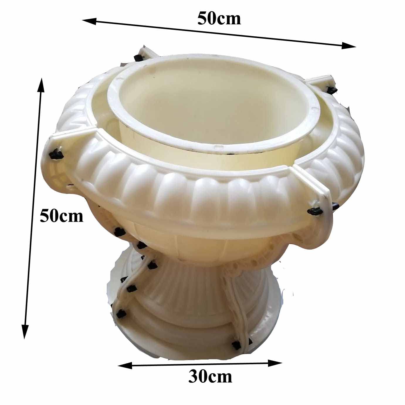 cast in Place Outdoor Garden Cement Plastic Precast Concrete Flower Pot Decorative Planter Molds for Sale White