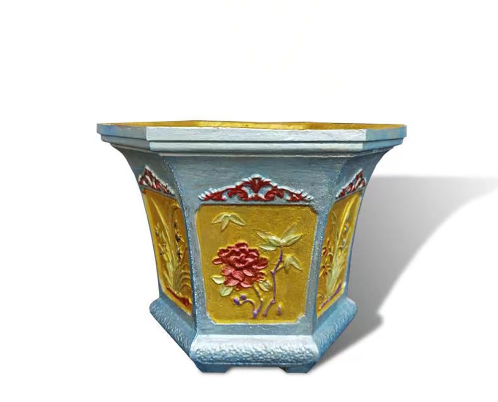 Reazone Molds 31cm/12.2in Hexagonal Flowerpot Mold Small Peony Orchid Cement cast-in-Place Thickened Bonsai Plastic Model Roman Column Abrasive