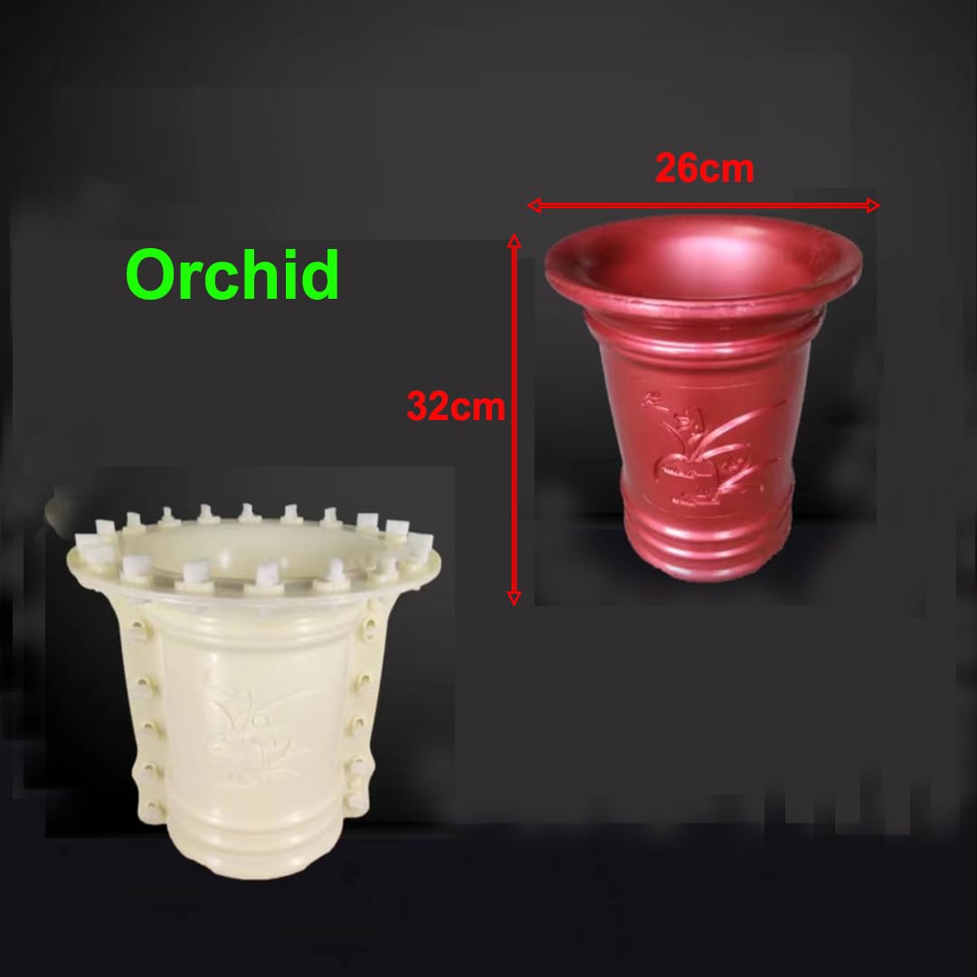Reazone Molds Cement Flower Pot Mold Homemade Large Extra Large Round Orchid Plastic Steel European Bonsai Plastic Model Bottom Grouting