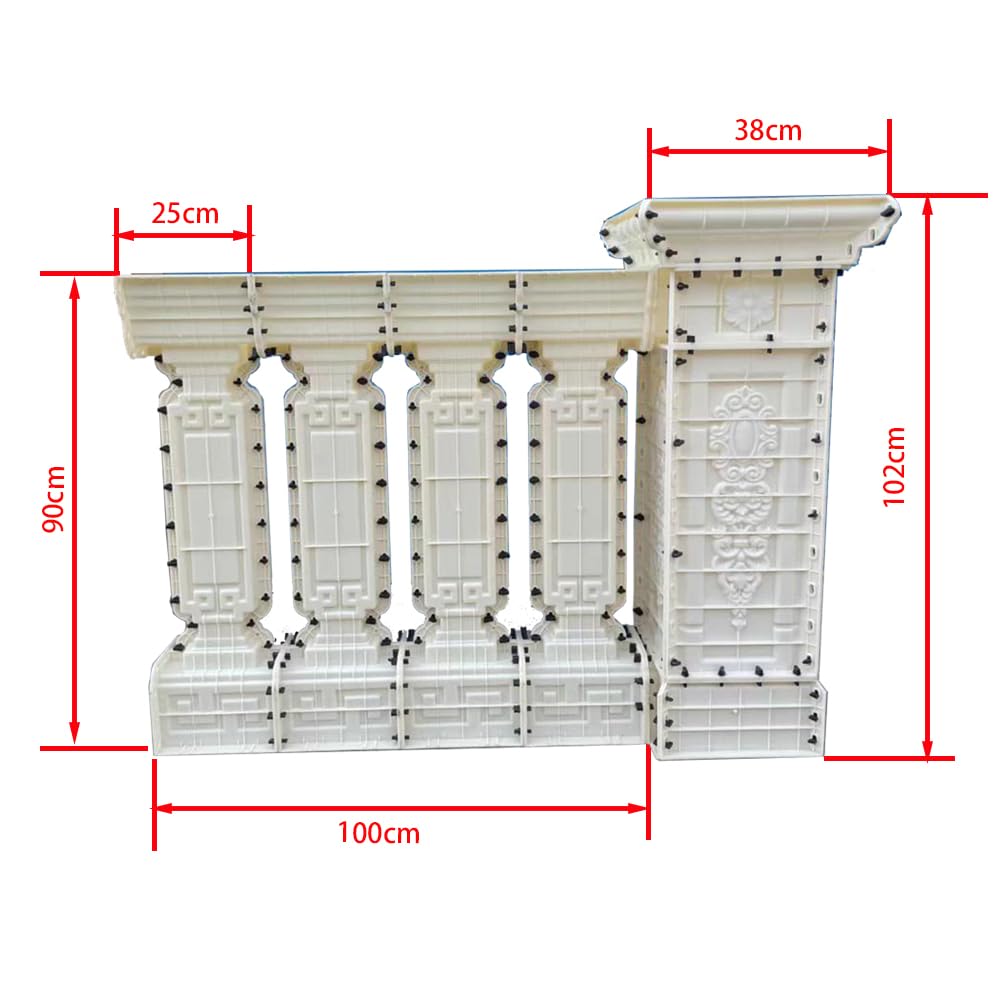 Roman Column Railing Mold, 90 Inch, Chinese Style Villa Balcony Guardrail, Cast-in-Place Cement Column Pier Handrail