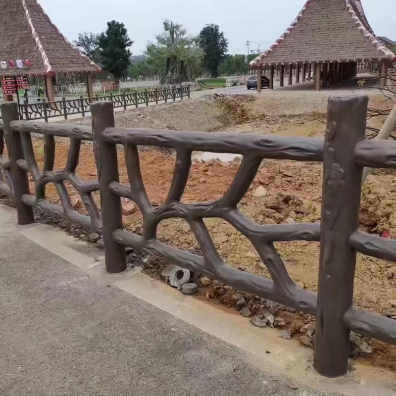 Reazone Molds Cement imitation tree vine guardrail mold garden landscape prefabricated mold concrete railing imitation wood grain imitation mold, White, RZT09A