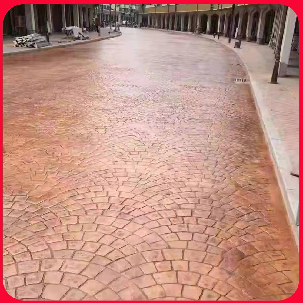 Embossed Floor Mold Color Concrete Pavement Cement Floor Park Square Floor Printing Press Mold Fan-Shaped Stone(2 Piece Set)