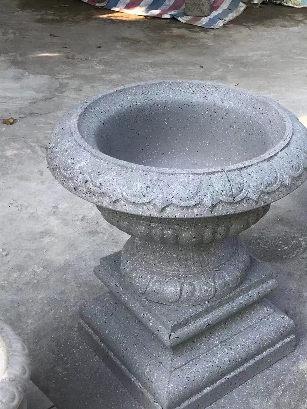 Reazone Molds 38cm(14.96in) GRC Durable Home Gardening Bonsai DIY Round Concrete Flower Pot Mold Plastic Precast Concrete