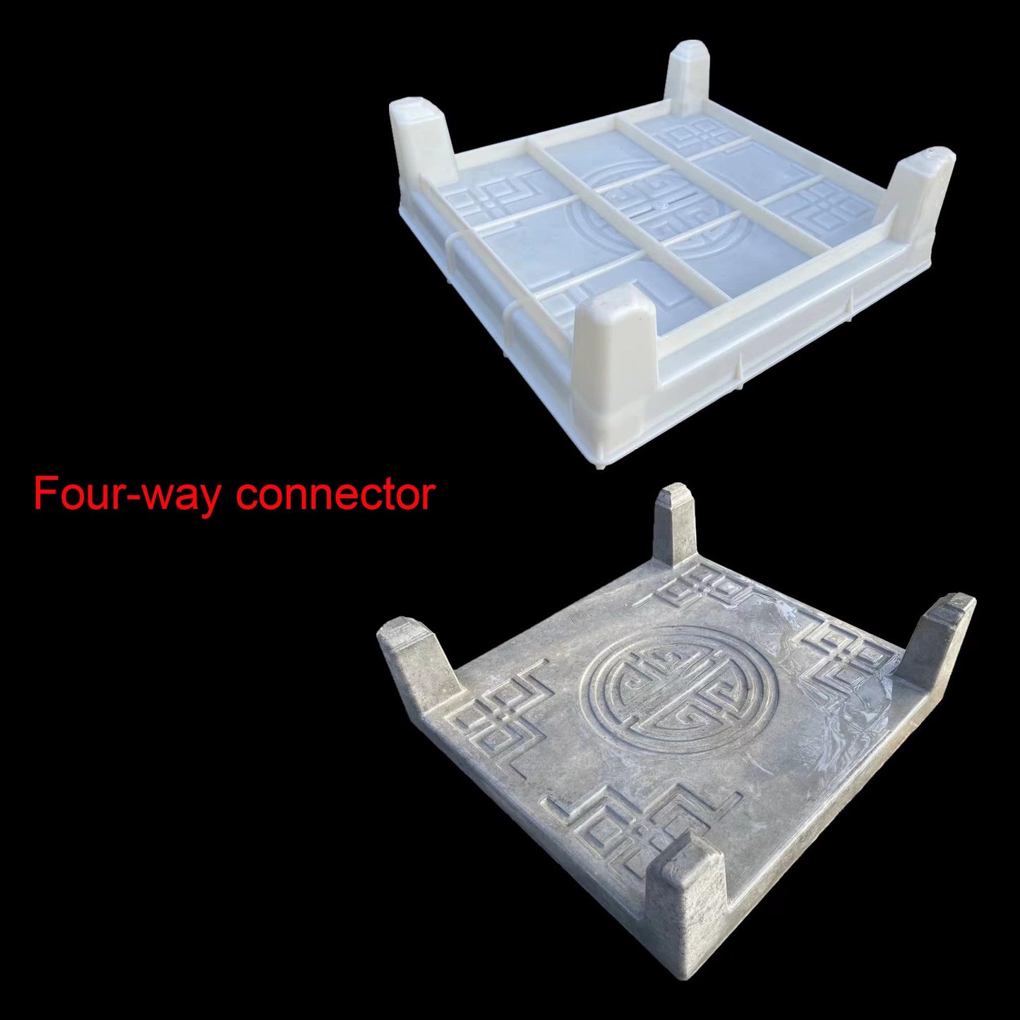 Reazone Molds Vegetable Ditch Board Mold Vegetable Patch Roadside Pastoral Vegetable Ditch Board Cement Courtyard Decoration Garden Vegetable Garden Fence Template(Set of 4), White