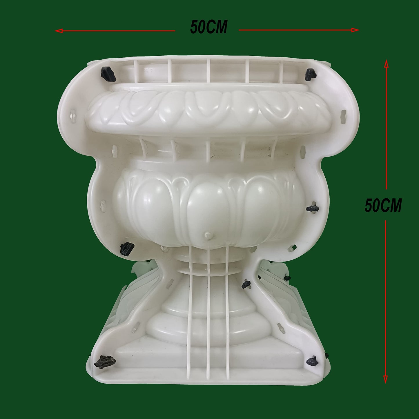 Reazone Molds D50cm Garden Cement Plastic Precast Concrete Flower Pot Decorative Planter Molds, White, (RZF-08)