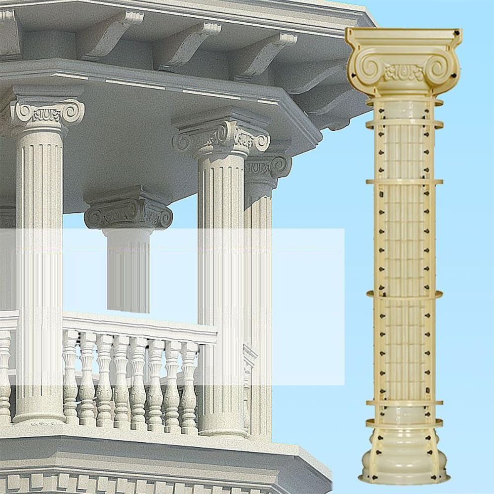 French European Roman Column Mold, Cylindrical with Grooves, for Outdoor Gate