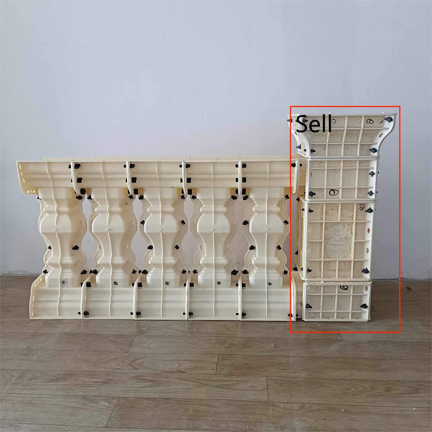 Reazone ABS 5 Per Meter 60cm high Square Gourd Terrace Casting Decorative handrail vase Column Concrete Fence Form Balustrade Mold