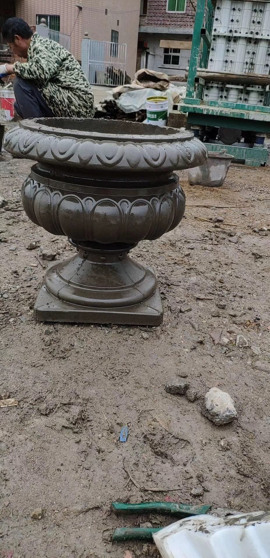 Reazone Molds D50cm Garden Cement Plastic Precast Concrete Flower Pot Decorative Planter Molds, White, (RZF-08)