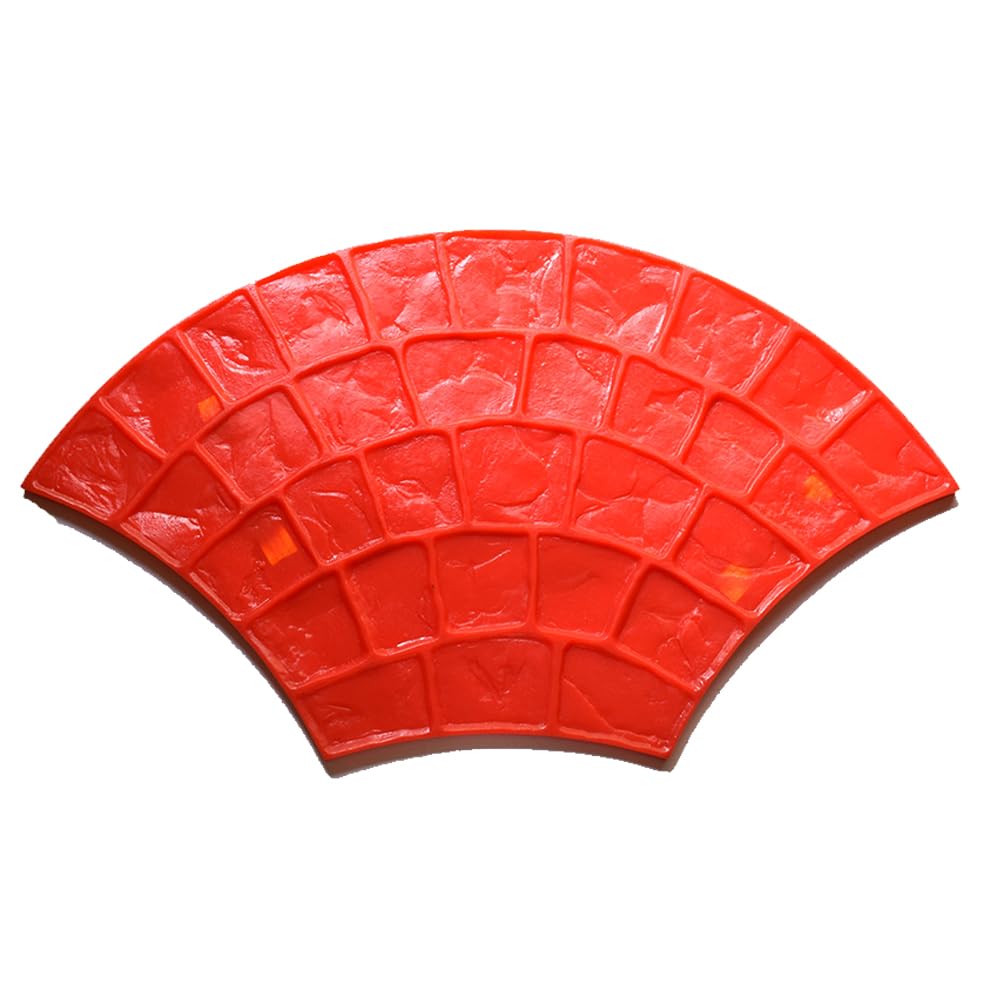 Embossed Floor Mold Color Concrete Pavement Cement Floor Park Square Floor Printing Press Mold Fan-Shaped Stone(2 Piece Set)