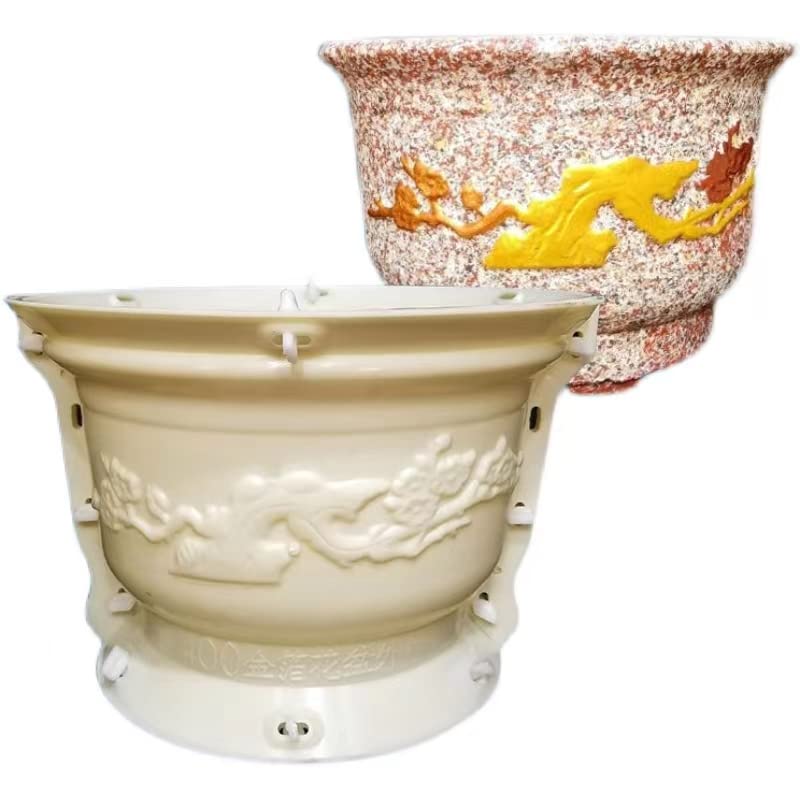 Reazone Molds Cement Flower Pot Mold Basin Golden Platinum Round Plastic Flower Plate European -Style Potted Model Mixed Clay Mold self -Made