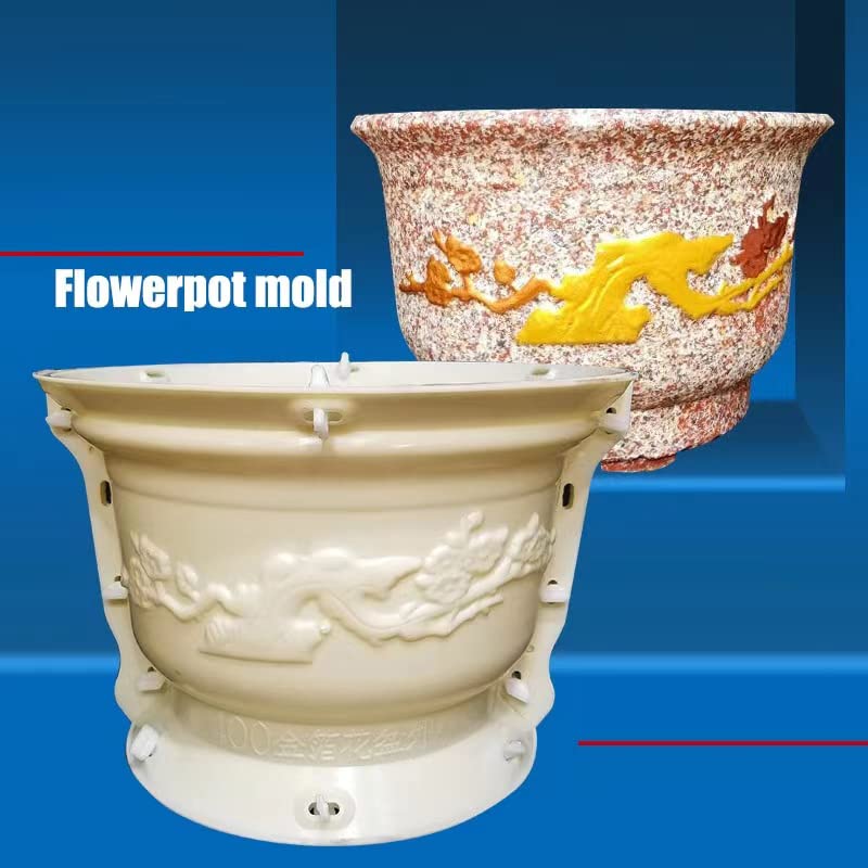 Reazone Molds Cement Flower Pot Mold Basin Golden Platinum Round Plastic Flower Plate European -Style Potted Model Mixed Clay Mold self -Made