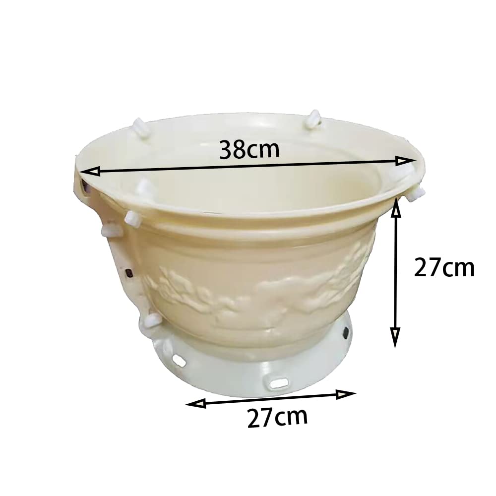 Reazone Molds Cement Flower Pot Mold Basin Golden Platinum Round Plastic Flower Plate European -Style Potted Model Mixed Clay Mold self -Made