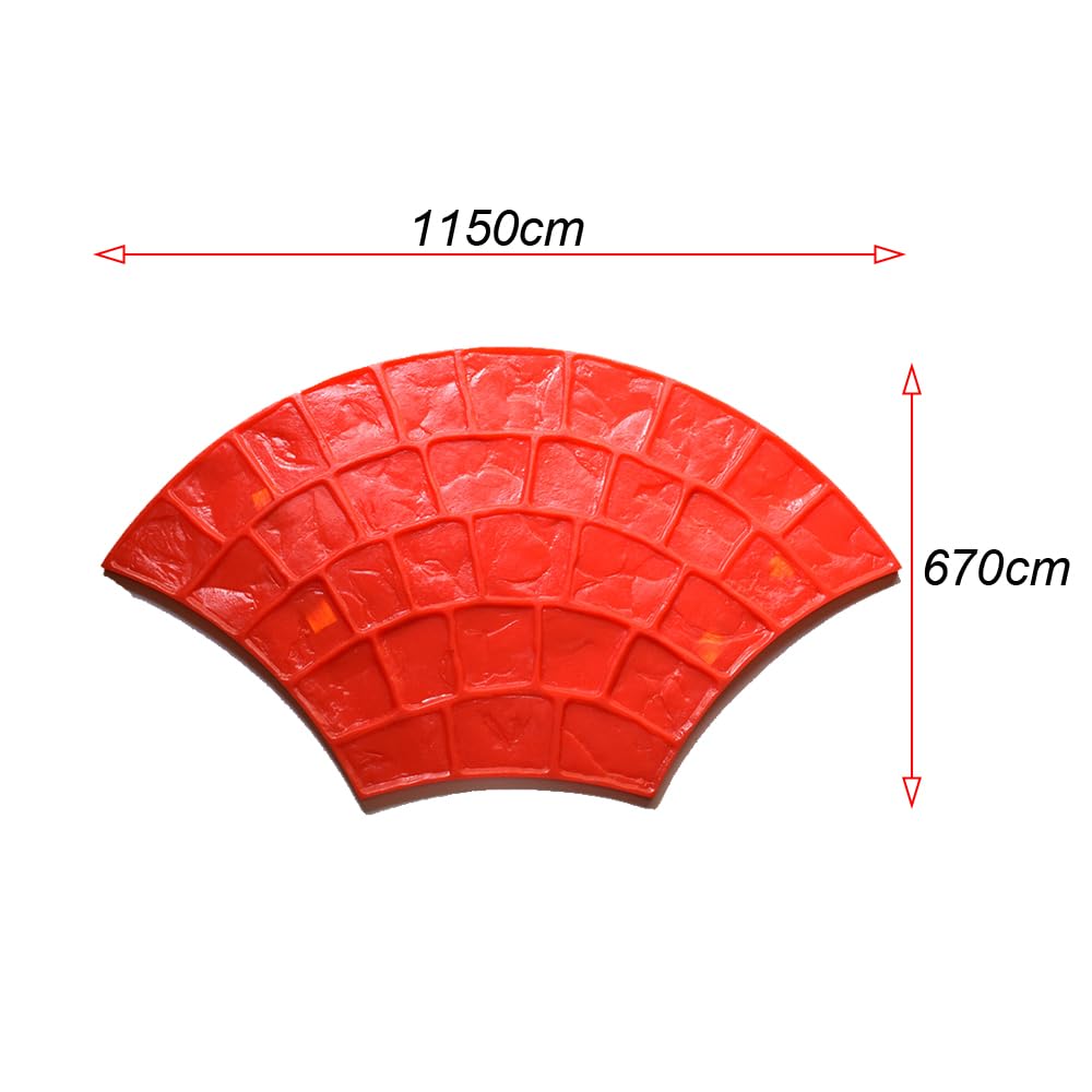 Embossed Floor Mold Color Concrete Pavement Cement Floor Park Square Floor Printing Press Mold Fan-Shaped Stone(2 Piece Set)