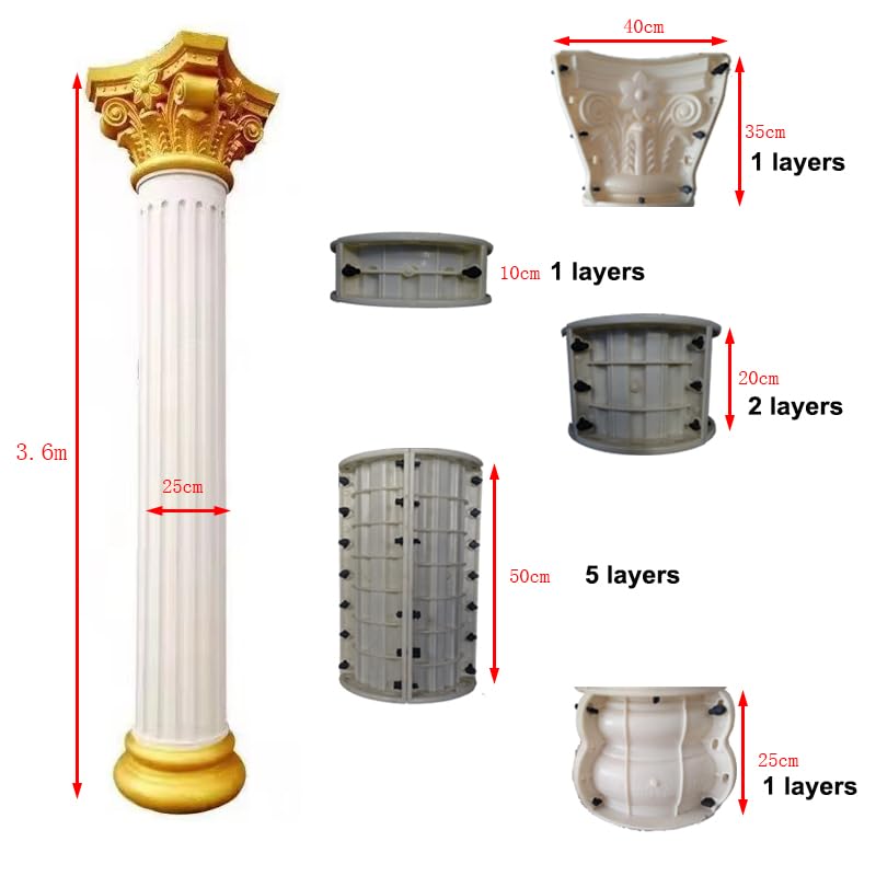 25cm/9.84in Round Column Wedding Ceremony Party Decoration Reusable Mould Pedestal Flower Seat Gypsum Concrete Mold