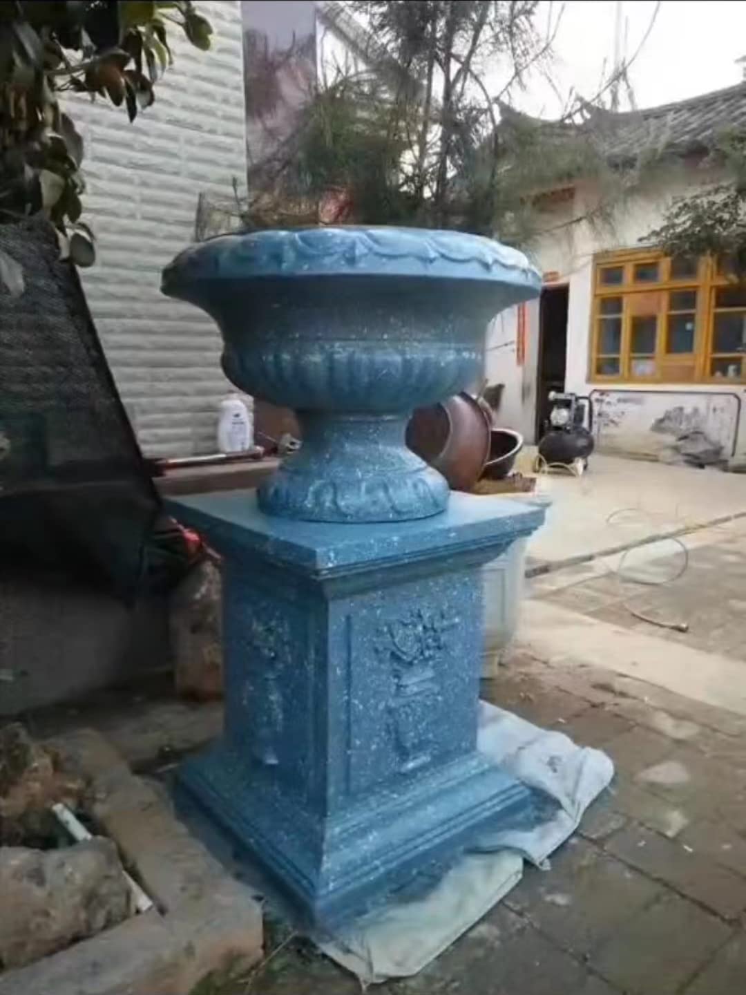 Reazone Molds 68cm(26.77) GRC Durable Home Gardening Bonsai DIY Round Concrete Flower Pot Mold Plastic Precast Concrete