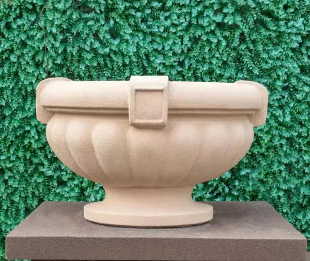 Reazone Molds 60cm/23.62in Plastic Flower Pot Mold Imitation Stone Shopping mall European Extra Large Round Flower Pot Villa Courtyard Airport Outdoor