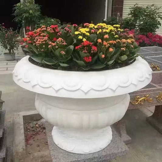 Reazone Molds 38cm(14.96in) GRC Durable Home Gardening Bonsai DIY Round Concrete Flower Pot Mold Plastic Precast Concrete