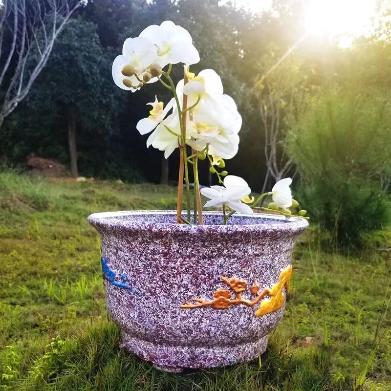 Reazone Molds Cement Flower Pot Mold Basin Golden Platinum Round Plastic Flower Plate European -Style Potted Model Mixed Clay Mold self -Made