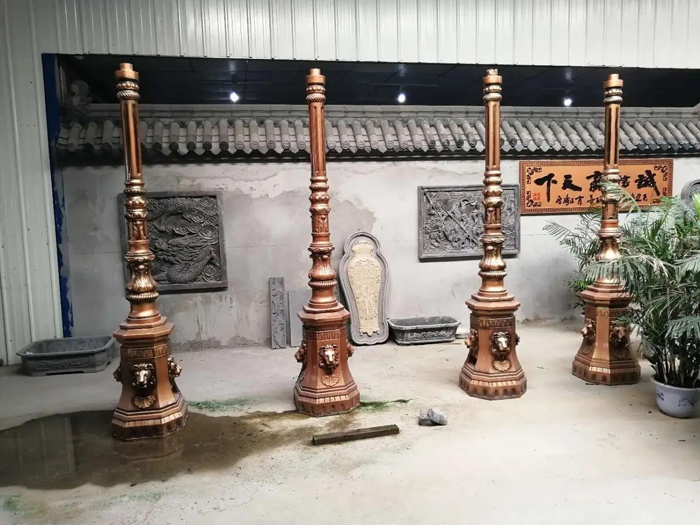 Reazone Molds precast Plastic Injection Concrete Cement Antique lamp Light Pole Moulding mlods for Outdoor Yard Garden