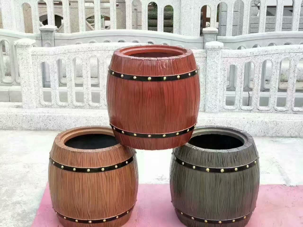Reazone Molds Wood Xexture Concrete Pot Plastic Garden Mold for Sale Model Small