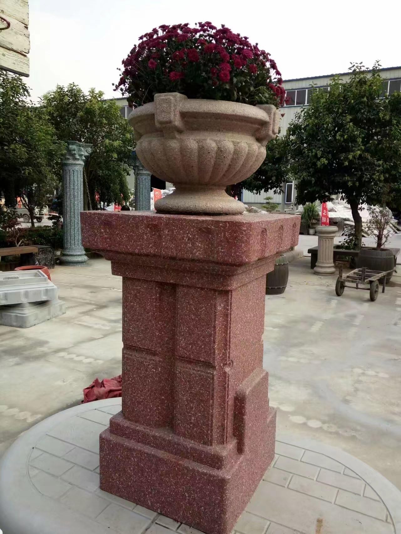 Reazone Molds 60cm/23.62in Plastic Flower Pot Mold Imitation Stone Shopping mall European Extra Large Round Flower Pot Villa Courtyard Airport Outdoor
